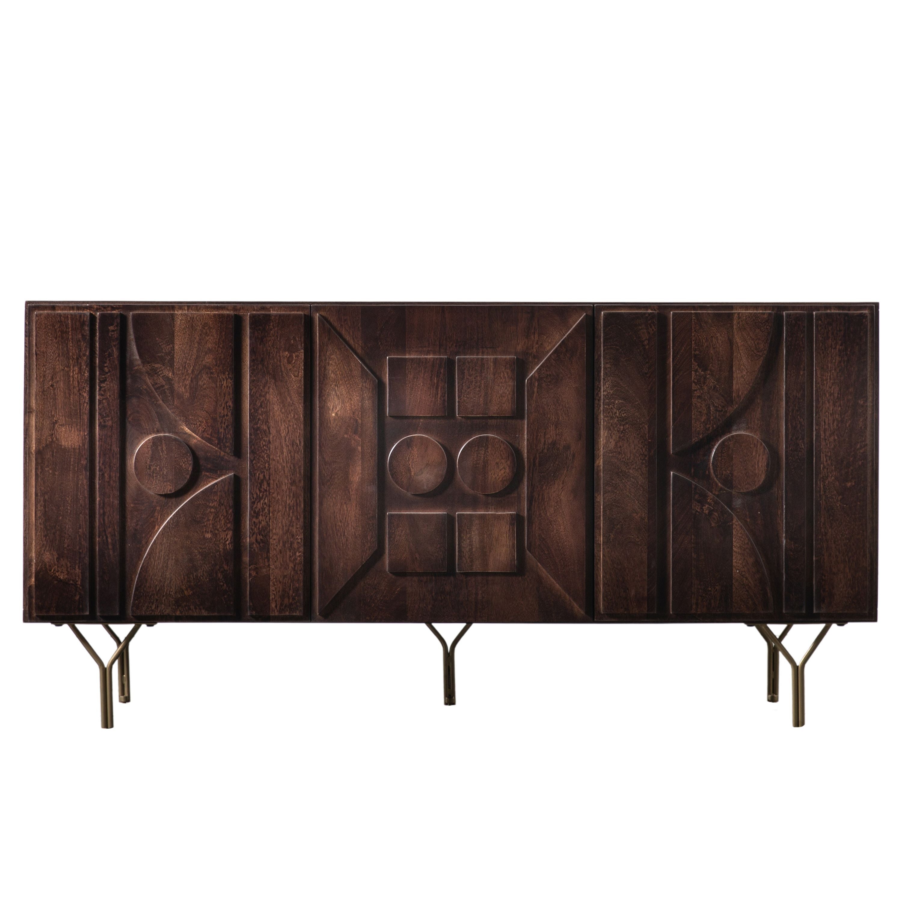 Bailee Geometric Dark Brown Mango Wood Sideboard